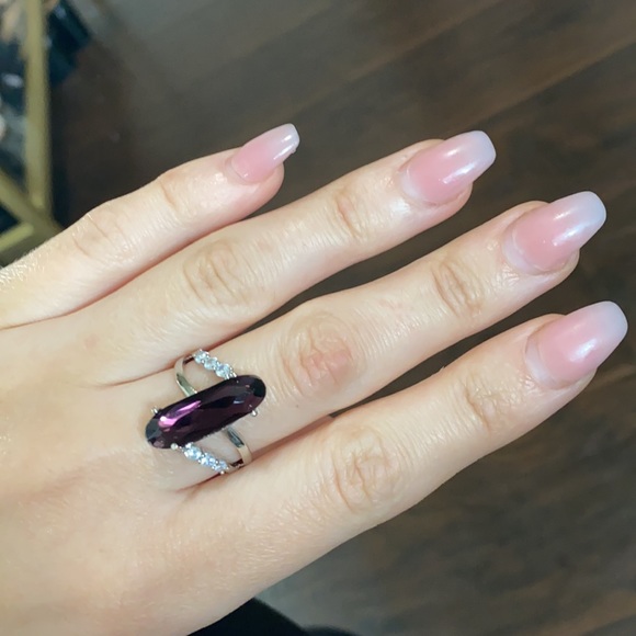 NWT 925 Sterling silver crystal purple stone ring - Picture 5 of 5